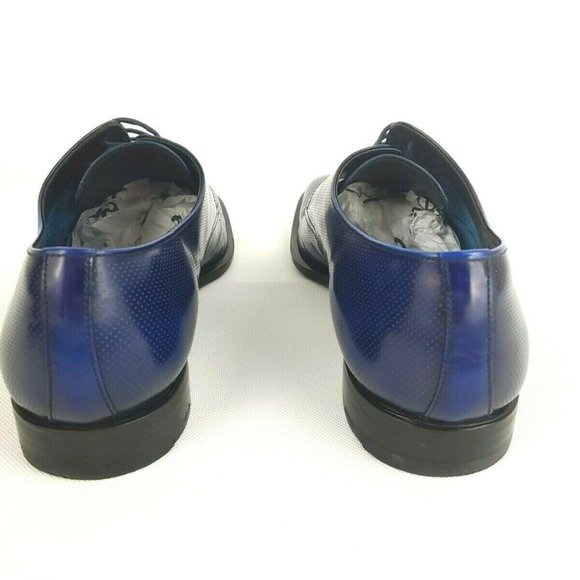 PRADA MEN'S BLUE LEATHER LACE UP SHOES SIZE US 10 - Picture 8 of 12